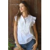 Top blanc brodé femme Laraethnics sans manches