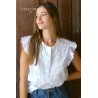 Top blanc brodé femme Laraethnics sans manches