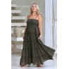 Robe longue olive femme Laraethnics smockée