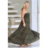 Robe longue olive femme Laraethnics smockée