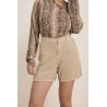 Short beige brodé femme Soan en viscose et lin FIVE