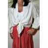 Gilet bohème ivoire femme Laraethnics court