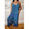 Combinaison pantalon fluide bleue à fines bretelles - LARAETHNICS Femme