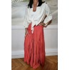 Jupe longue à volants terracotta en viscose femme LARAETHNICS