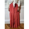 Jupe longue à volants terracotta en viscose femme LARAETHNICS