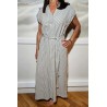 Robe longue rayée kaki blanc femme Laraethnics