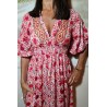 Robe longue fleurie rouge femme Laraethnics