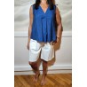 Débardeur bleu denim col V femme Laraethnics