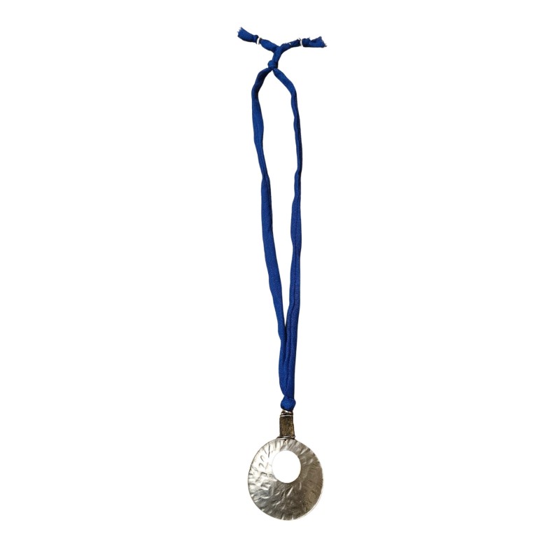 Collier long bleu et argent pour Femme