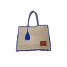 Cabas en rafia tressé bleu roi - Femme