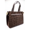 Sac marron imitation croco en cuir - Femme