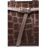 Sac marron imitation croco en cuir - Femme