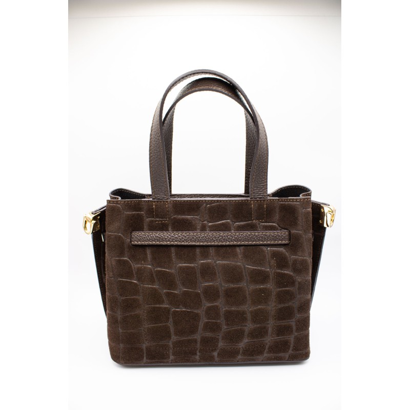 Sac marron imitation croco en cuir - Femme