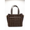 Sac marron imitation croco en cuir - Femme
