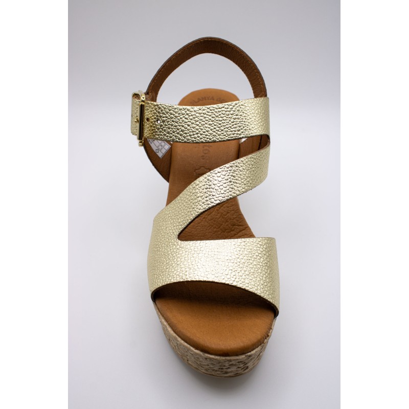 Talons nu pieds compensées dorées EVA FRUTOS 1951
