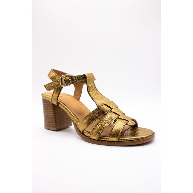 Sandales cuir bronze femme A123080 à talon confortable