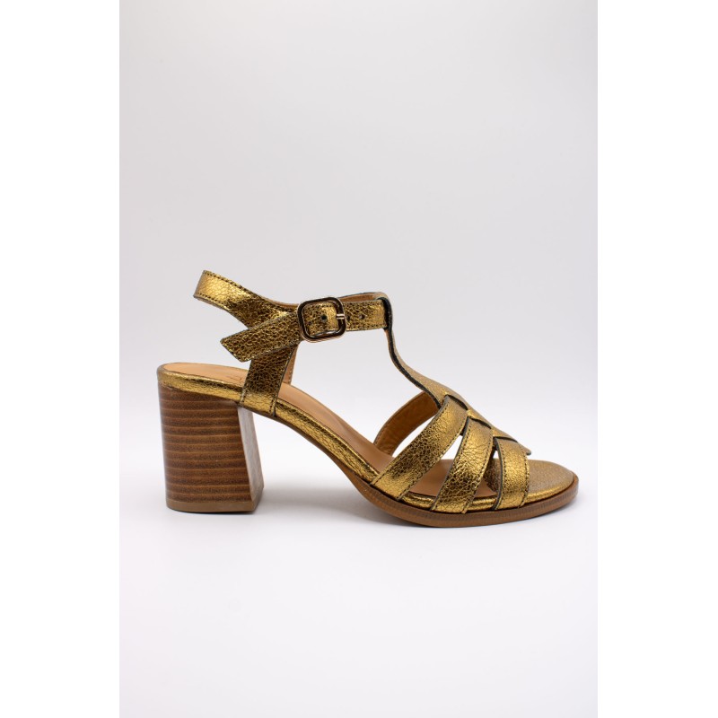 Sandales cuir bronze femme A123080 à talon confortable