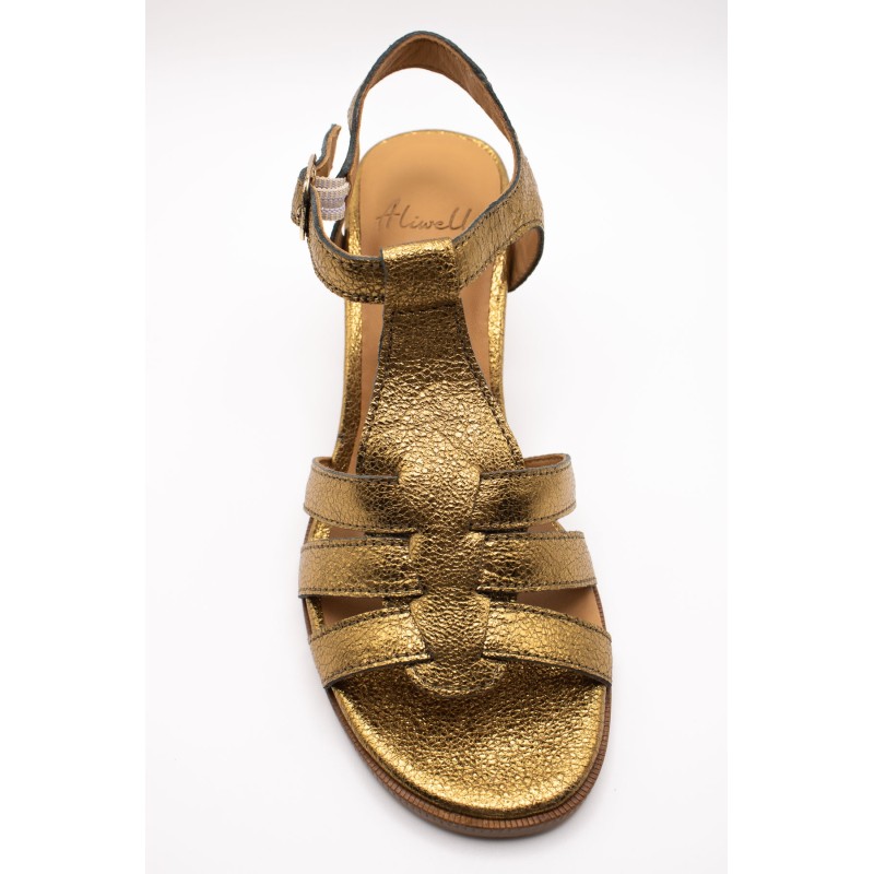 Sandales cuir bronze femme A123080 à talon confortable