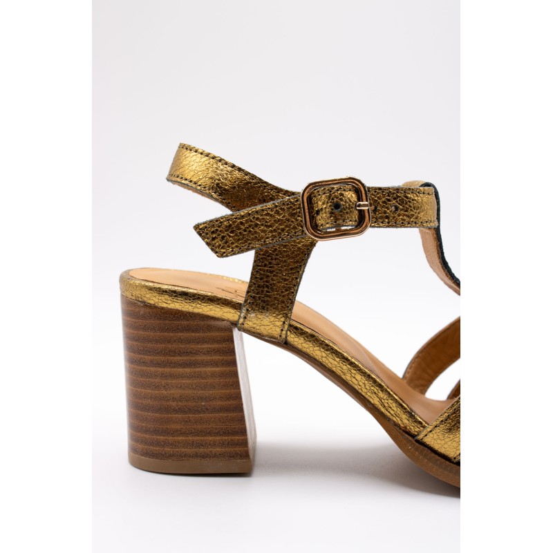 Sandales cuir bronze femme A123080 à talon confortable