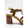 Sandales cuir bronze femme A123080 à talon confortable