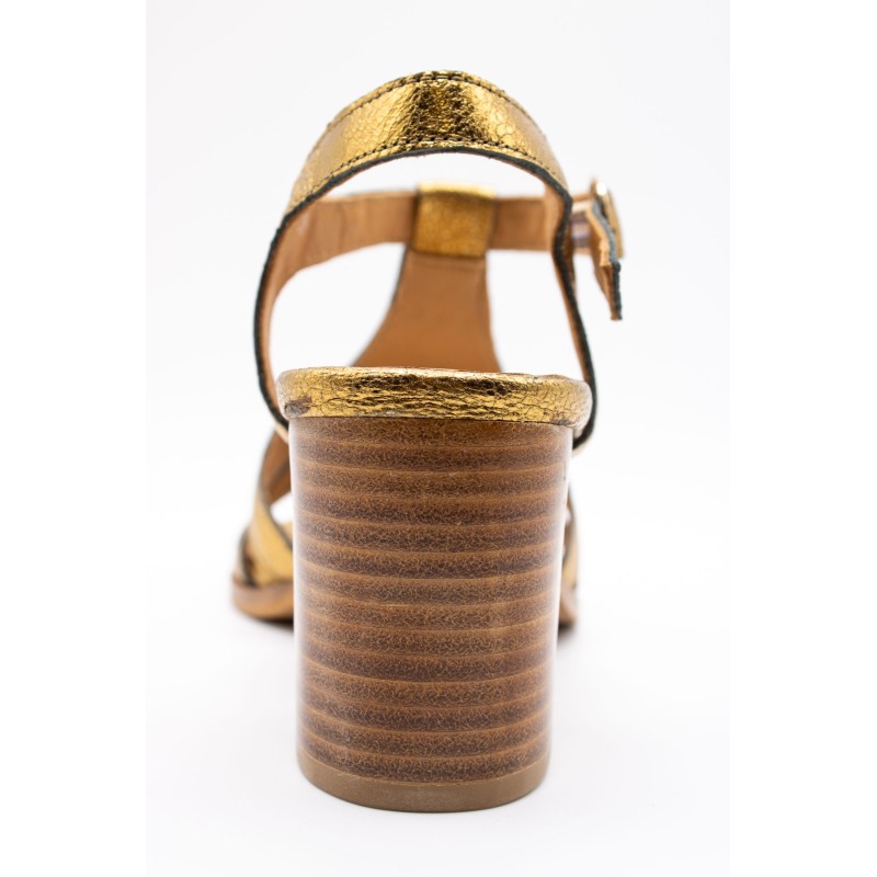 Sandales cuir bronze femme A123080 à talon confortable