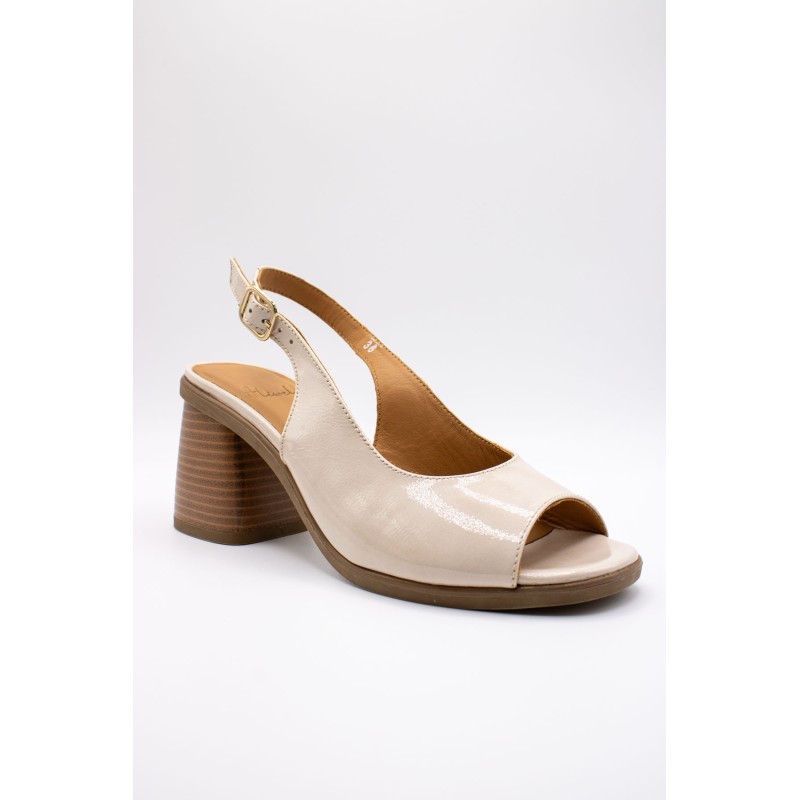 Sandales vernies sable femme A5270 à talon confortable