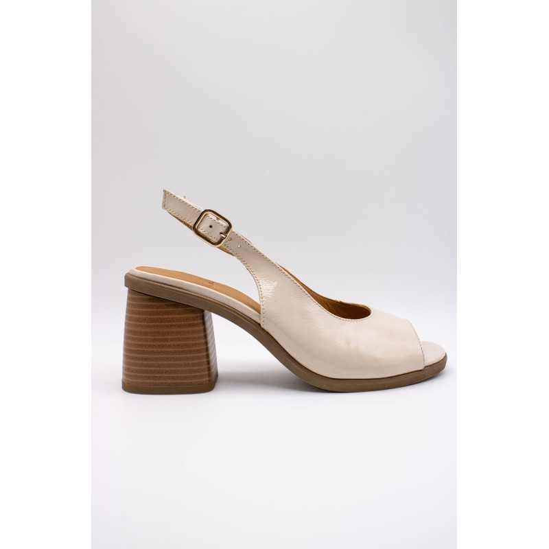 Sandales vernies sable femme A5270 à talon confortable