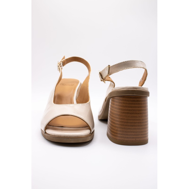 Sandales vernies sable femme A5270 à talon confortable