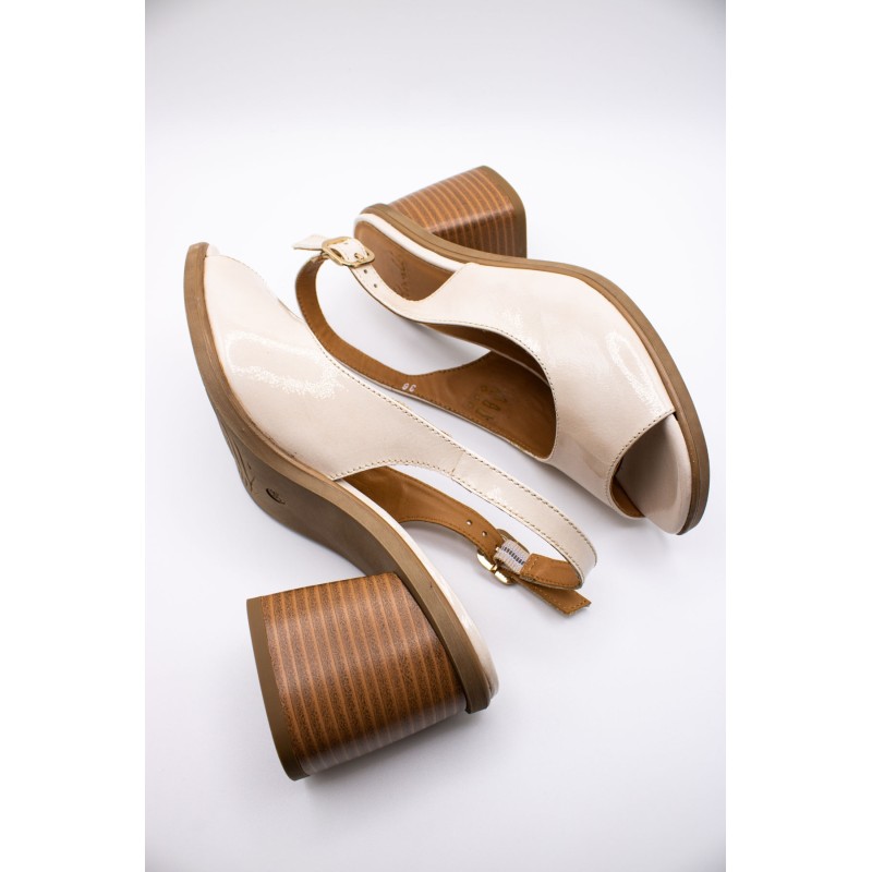 Sandales vernies sable femme A5270 à talon confortable