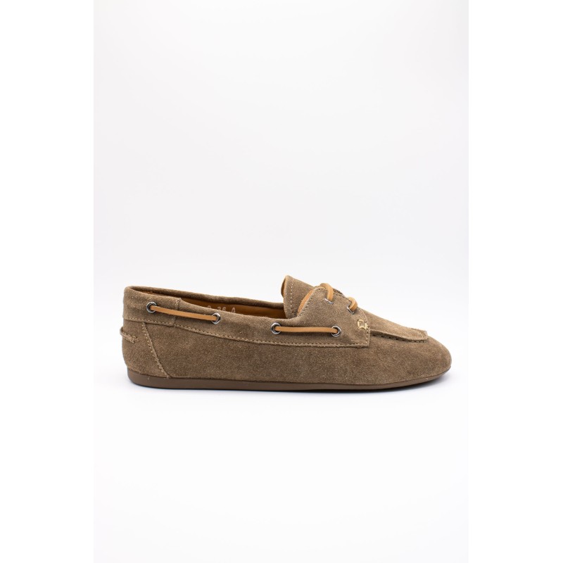 Chaussures bateau femme cuir taupe A2240 aliwell