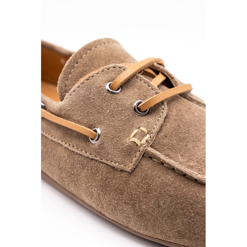 Chaussures bateau femme cuir taupe A2240 aliwell