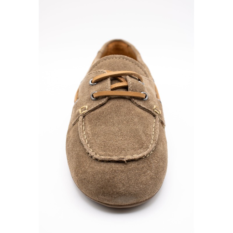 Chaussures bateau femme cuir taupe A2240 aliwell