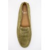 Mocassins femme vert amande ALIWELL en cuir suédé