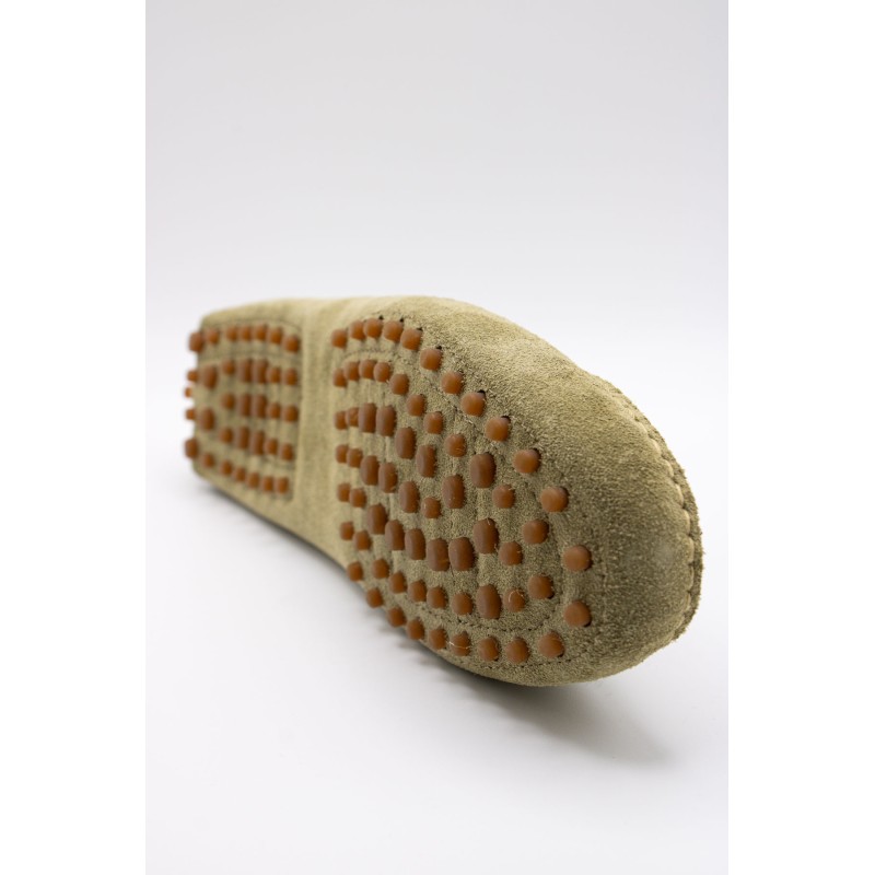 Mocassins femme vert amande ALIWELL en cuir suédé