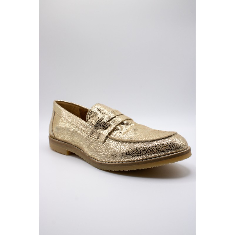 Mocassins femme dorés ALIWELL en cuir