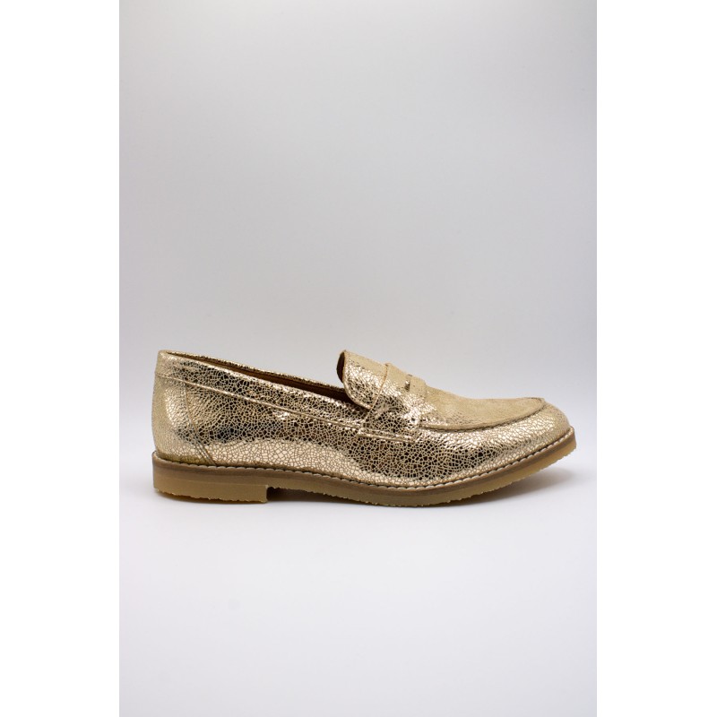 Mocassins femme dorés ALIWELL en cuir