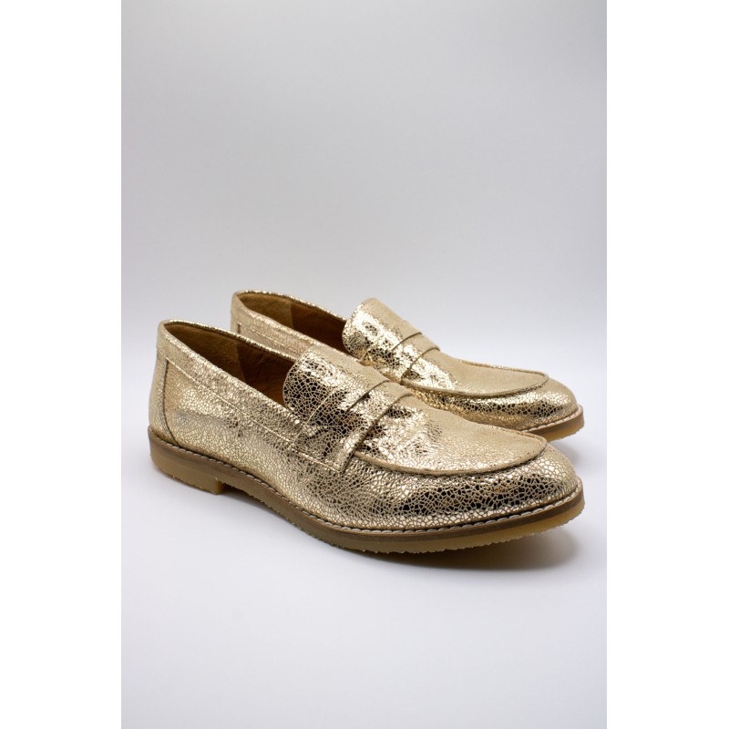 Mocassins femme dorés ALIWELL en cuir