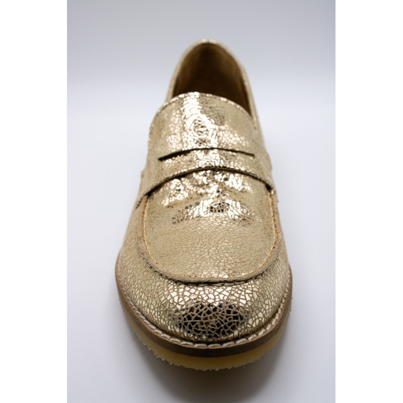 Mocassins femme dorés ALIWELL en cuir