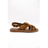 Nu-pieds plats femme tabac LAYA Aliwell en cuir