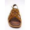 Nu-pieds plats femme tabac LAYA Aliwell en cuir