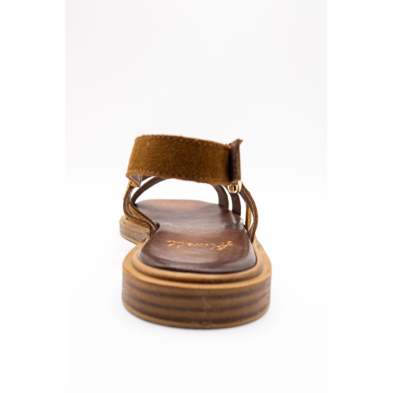 Nu-pieds plats femme tabac LAYA Aliwell en cuir
