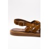 Nu-pieds plats femme tabac LAYA Aliwell en cuir