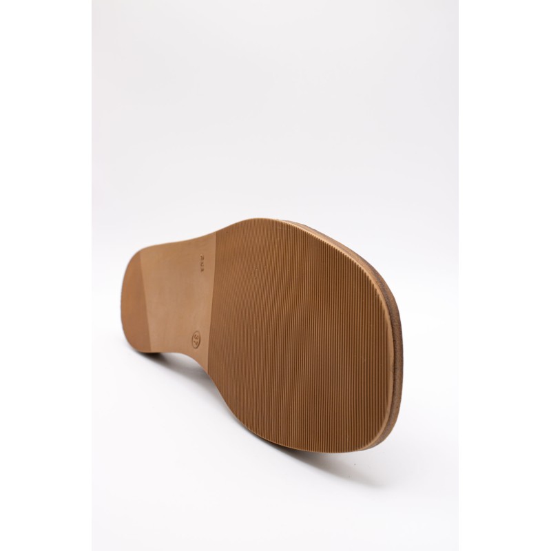 Nu-pieds plats femme tabac LAYA Aliwell en cuir