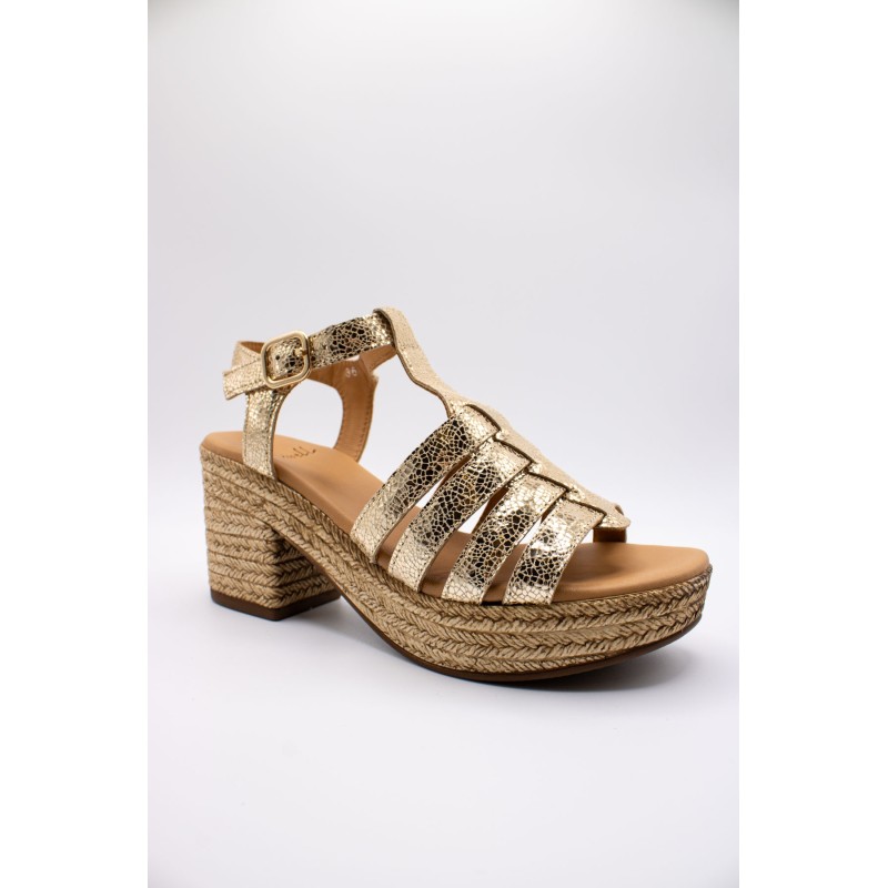 Sandales à talon décroché doré - ALIWELL Femme