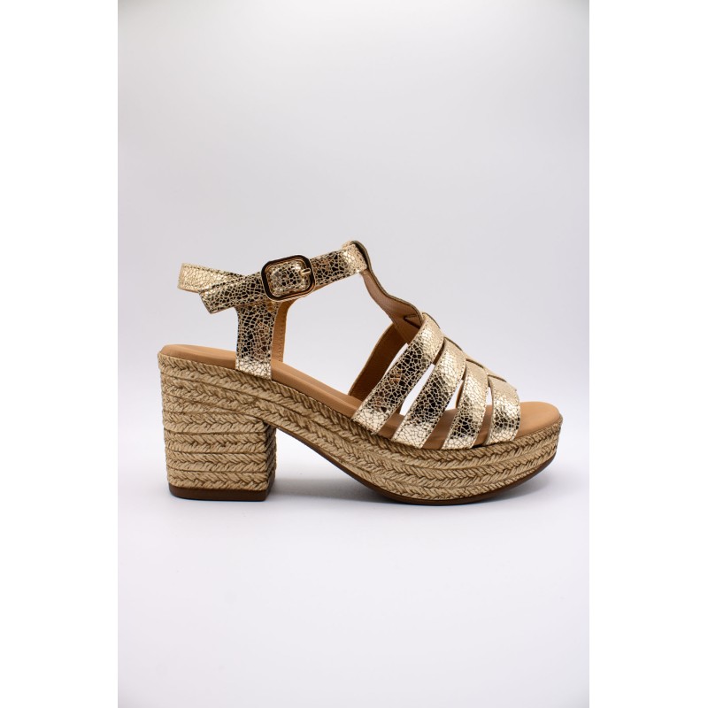 Sandales à talon décroché doré - ALIWELL Femme