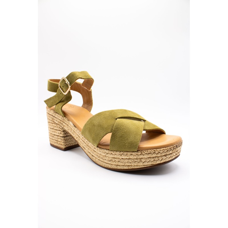 Sandales à talons & plateforme olive - ALIWELL Femme