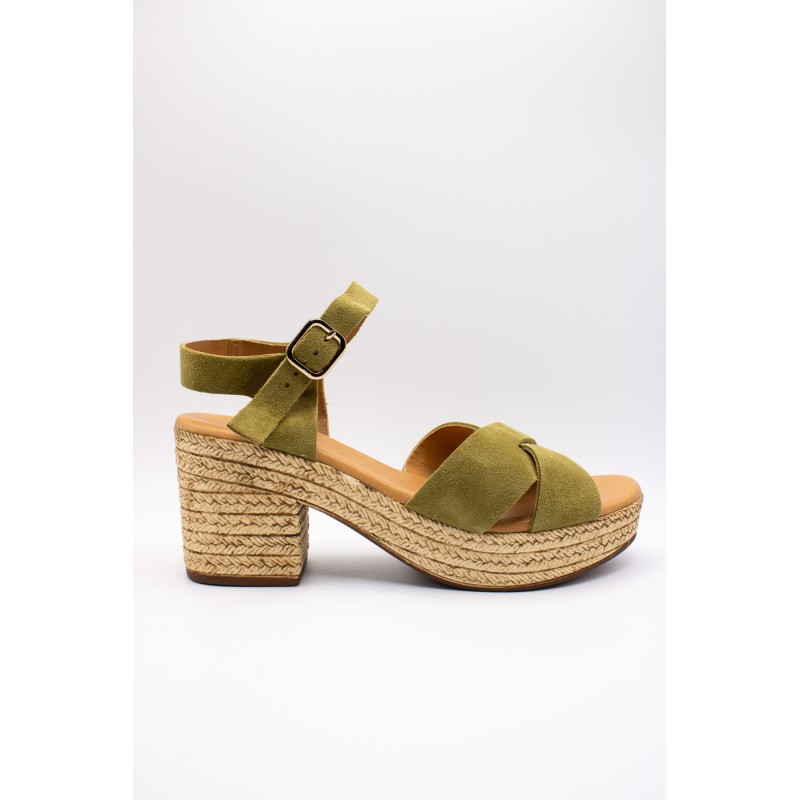 Sandales à talons & plateforme olive - ALIWELL Femme
