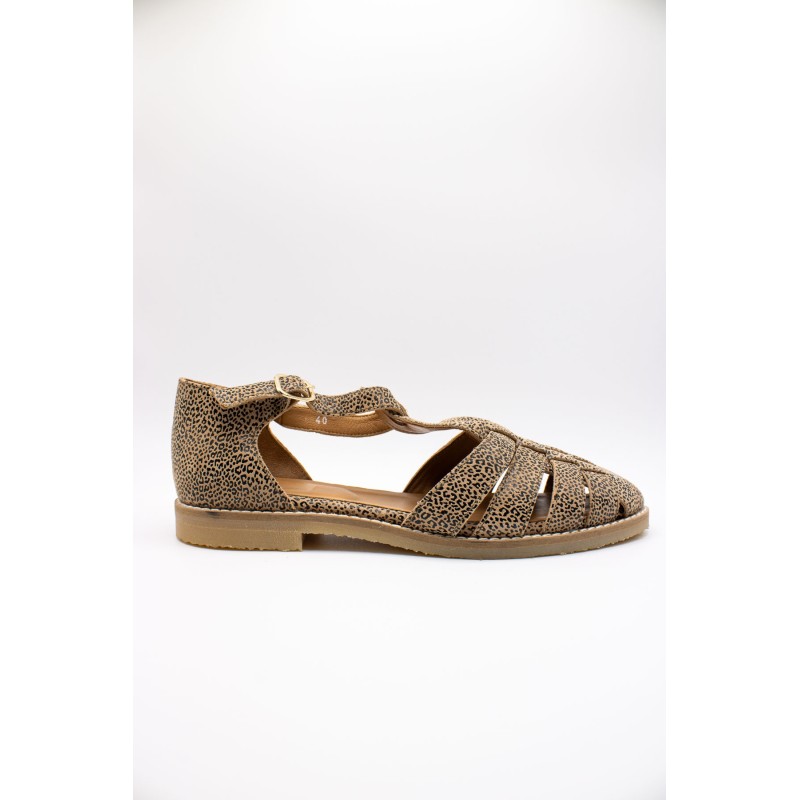 Sandale Méduse Léopard Cuir Femme ALIWELL A123175
