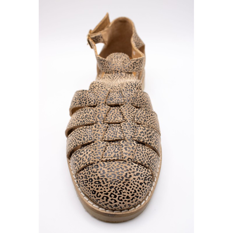 Sandale Méduse Léopard Cuir Femme ALIWELL A123175