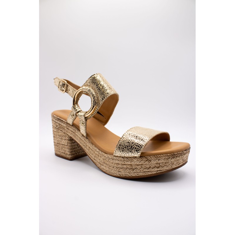 ALIWELL A125019 Sandale Talon Dorée Cuir Femme